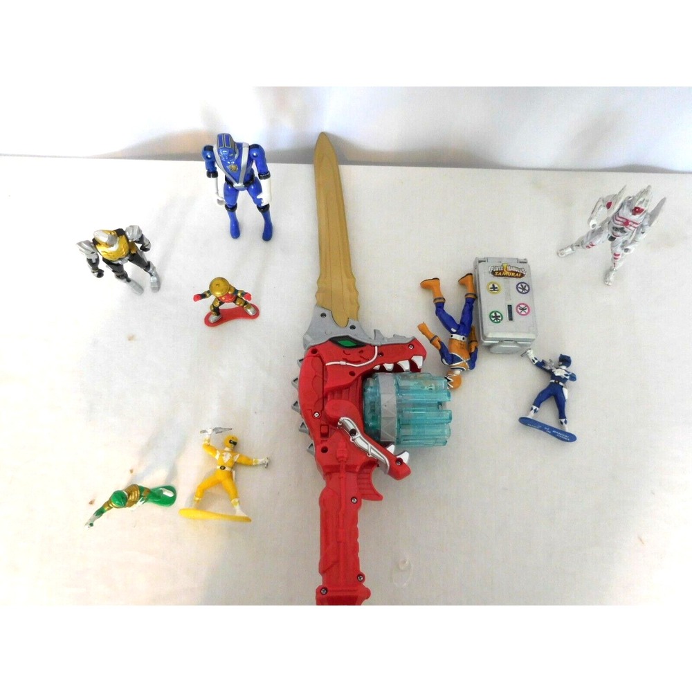 Power Rangers Mighty Morphin Action Figure + Dino Super Charge Red Saber + Flip